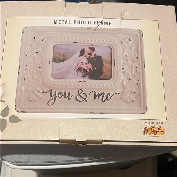 Metal Photo Frame with 'You & Me' Design - Picture 2 of 3